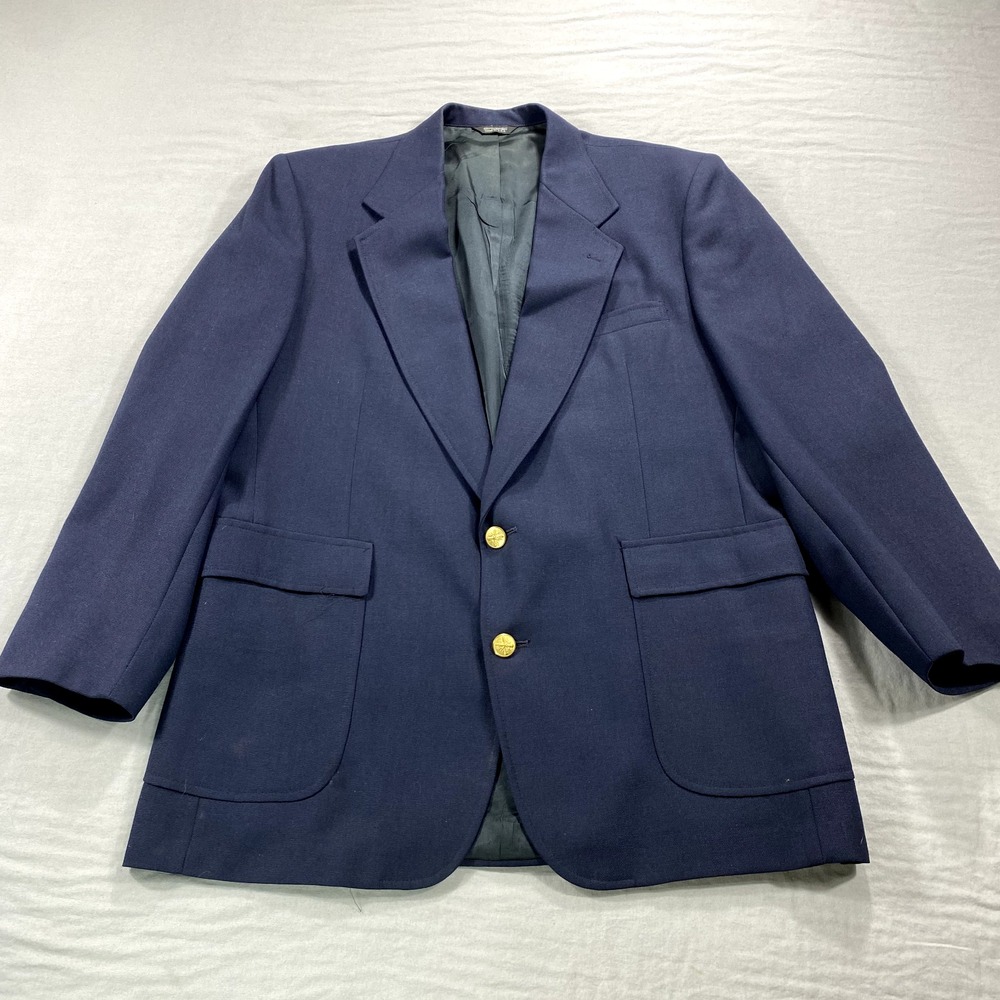 VINTAGE Patrick James Blazer Mens 42L Blue Wool Sport Coat Blazer USA Made
